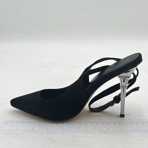 Black Suede High Heel Pointed Toe Sexy Summer Slingback Pump Shoes for Women